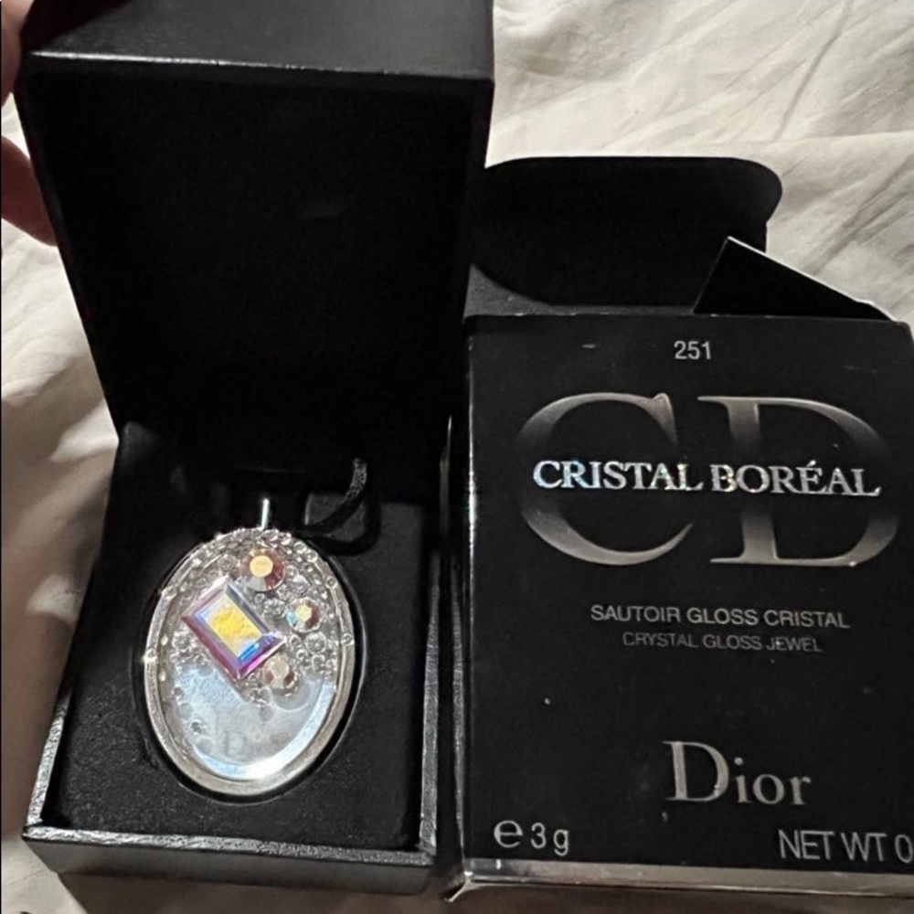 Christian Dior Crystal Boreal Lip Gloss Pendant Necklace Vintage Rare ne…